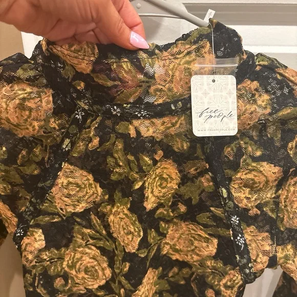 FP Movement by Free People Black and Gold Floral Blouse - Picture 7 of 9